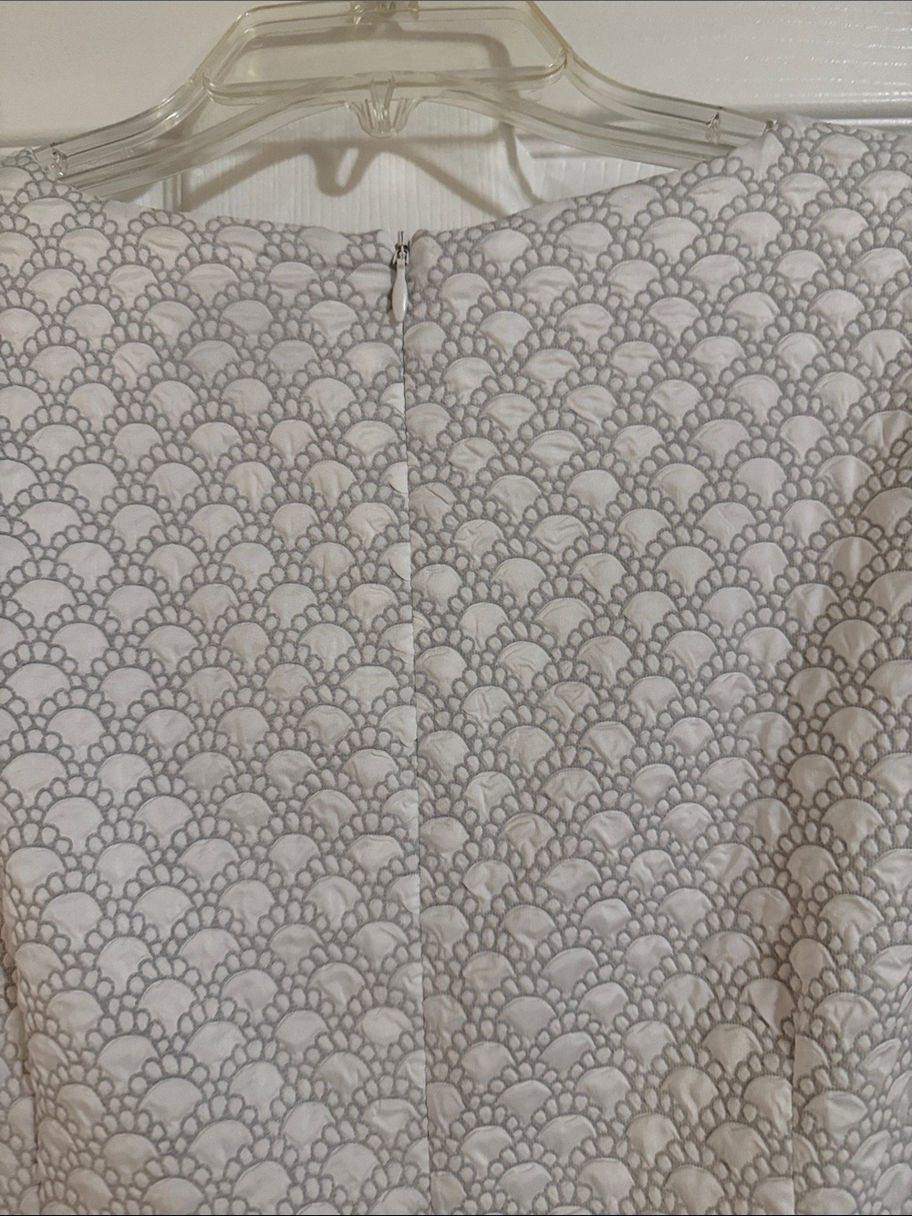 White & Grey Textured Long Sleeve Midi Dress - Picture 7 of 8